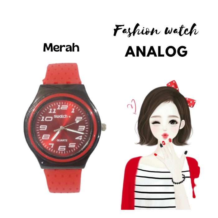 Jam tangan anak anak UNISEX SWATCH RUBBER - Merah