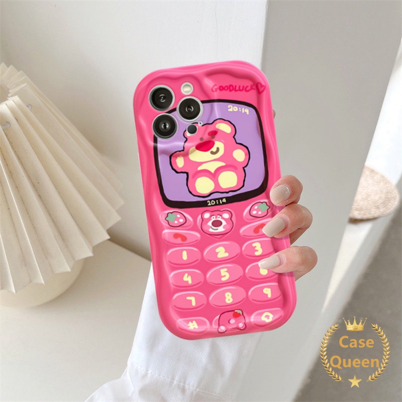 Casing Tombol Ponsel Kreatif Crocodile Strawberry Bear Kartun Lucu Untuk Redmi A1 9A 10 A2 9C NFC 9C 10A Redmi Note11 9 8 11s 3D Wavy Curved Edge Couple Manyo Toy Story Alien Cover