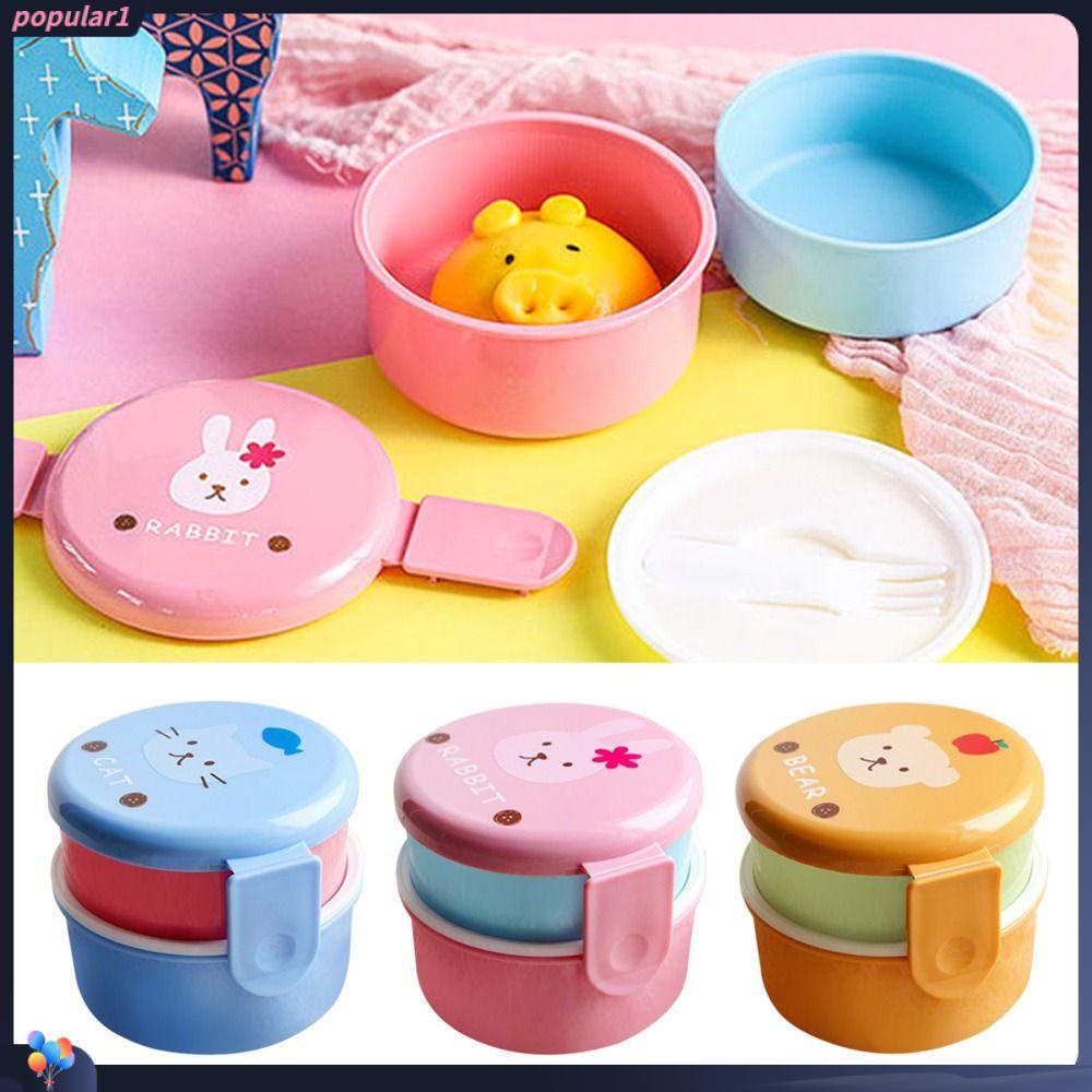 Popular Kids Lunch Box Cute Animal Microwave Double-layer Kotak Buah Anak