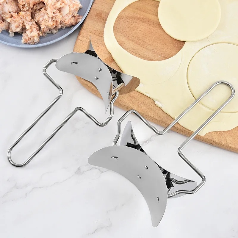 304alat Pembuat Pangsit Stainless Steel/Mesin Roller Lingkaran Kasar Dapur Pastry Embosser/DIY Pie Ravioli Pasta Baking Aksesoris