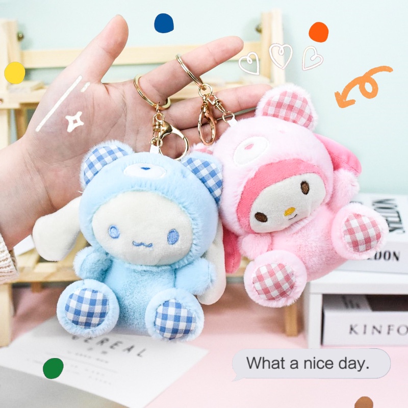 Sanrio My Melody Bear Keychain Kuromi Cinnamoroll Gantungan Kunci Mewah Charm Tas Liontin Mainan