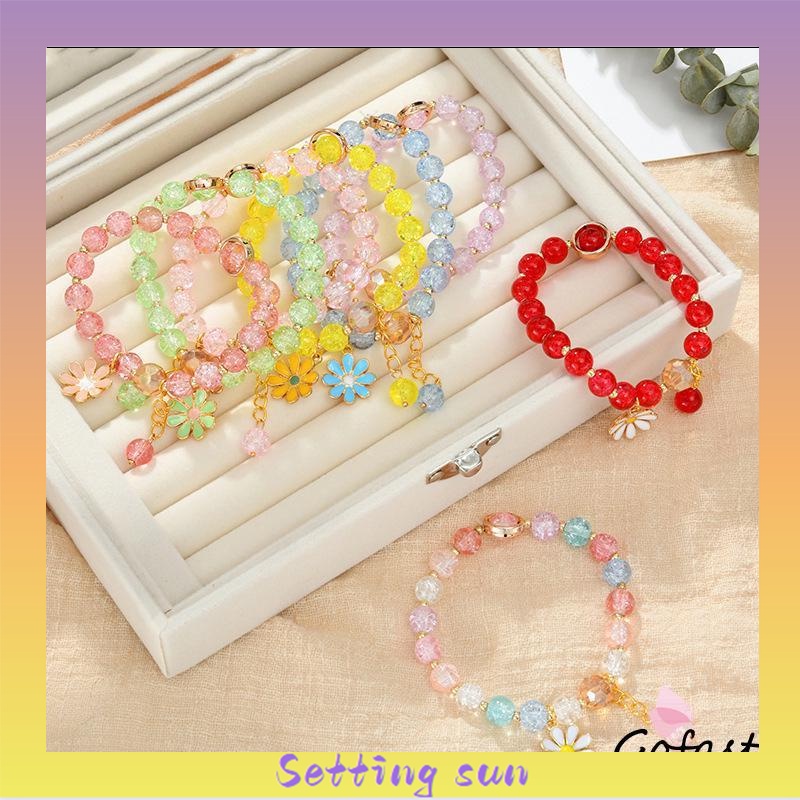 CODG✨Gelang Daisy Rumbai Bunga Kristal Korea Wanita / Manik Kristal Bracelets Untuk Wanita Perhiasan Aksesoris SE