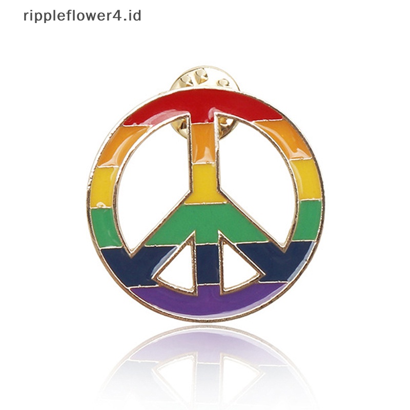 {rippleflower4.id} 1pcs Bros Pin Kerah Simbol Perdamaian Putaran Hippie Tanda Perdamaian Bus Lapel Pins~