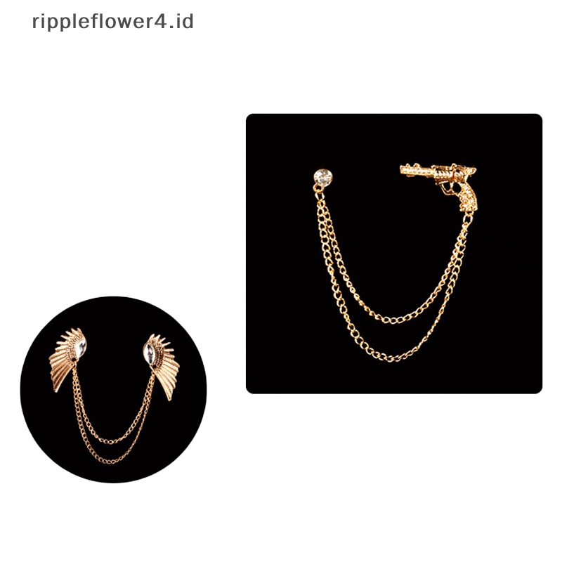 {rippleflower4.id} Bros Biola Bersayap Lumba Kristal Rumbai Rantai Kerah Pin Jas Baju Pakaian Fashion Bros Untuk Wanita Pria Payudara Bunga Sepatu Topi Aksesoris~