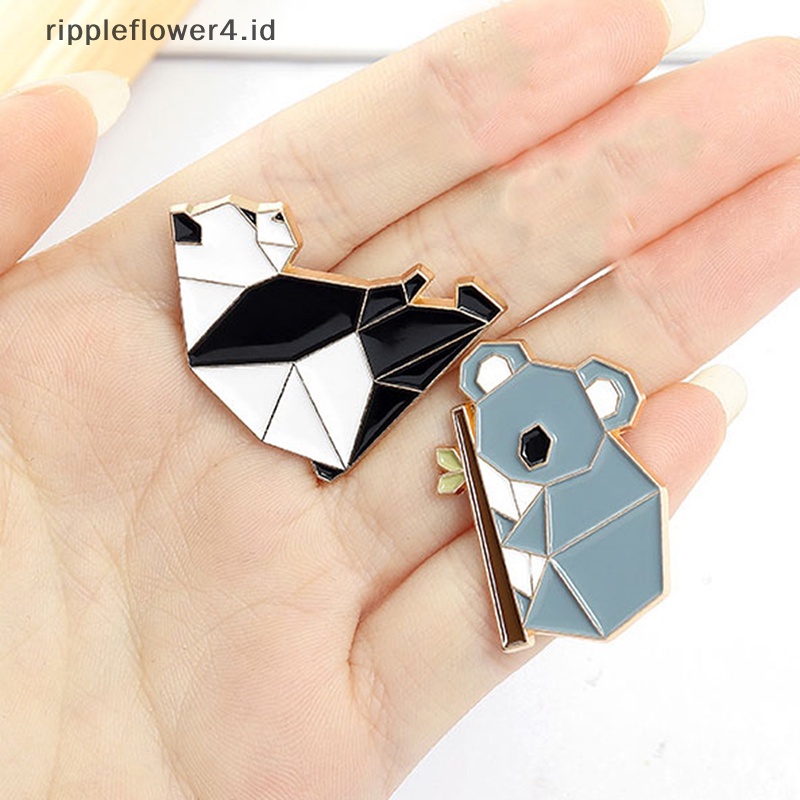 {rippleflower4.id} Pin Enamel Hewan Panda Koala Alpaka Kelinci Bros Tas Pakaian Kerah Pin Lencana~