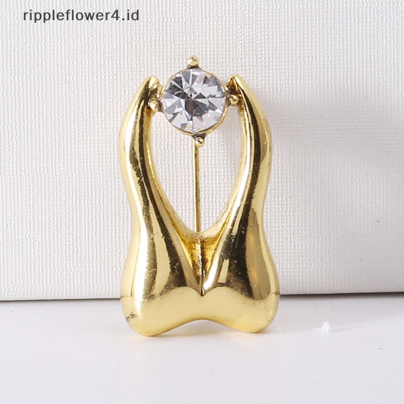 {rippleflower4.id} Mode Bentuk Gigi Bros Pin Wanita Lapel Ransel Lencana Pin Aksesoris Perhiasan~