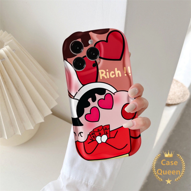 Untuk Realme C55 C20A C15 C21Y C25 C25s C30 C25Y C11 C12 C3 C20 C11 2020 C30S 5s 6i 5i 30A 20 3D Wavy Curved Edge Funny Crayon Shin-chan Winnie The Pooh Strawberry Bear Manyo Case