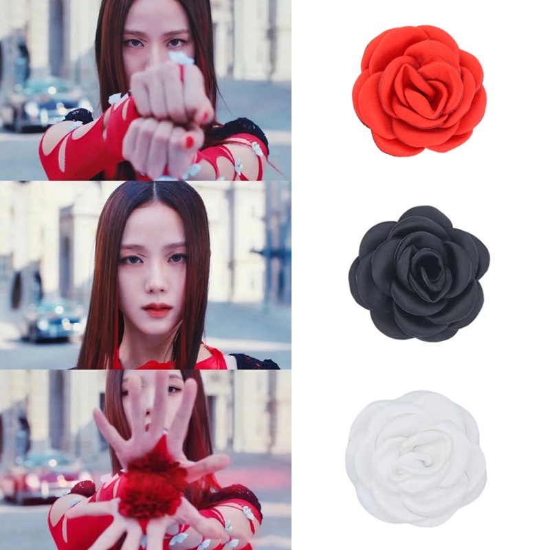 2pcs Blackpink Jisoo Flower Same Hand-cranked Camellia Flowers Cincin Menari Performa Blackpink Properti Foto