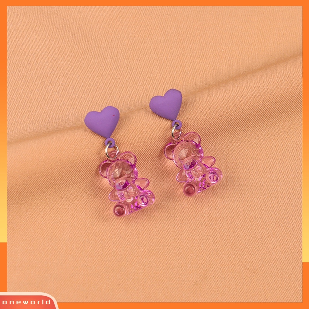 [WOD] 1pasang Anting Drop Bentuk Beruang Chic Nyaman Kartun Beruang Manis Anting Untuk Hadiah