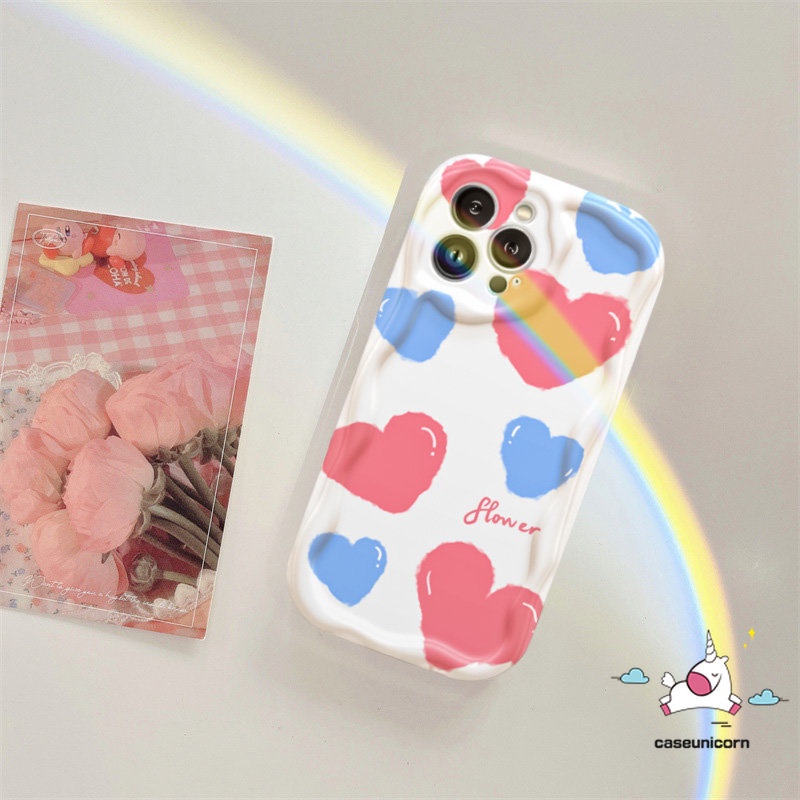 Untuk Vivo Y22 Y16 Y02 Y36 Y15s Y20 Y91 Y35 Y17 Y11 Y12 Y22s Y20i Y15 Y33s Y21 Y12s Y91C Y30 Y20s Y51 Y31 Y50 Y15A Y12i Y21A Kartun Bunga Cinta Hati Lembut 3D Bergelombang Tepi Case