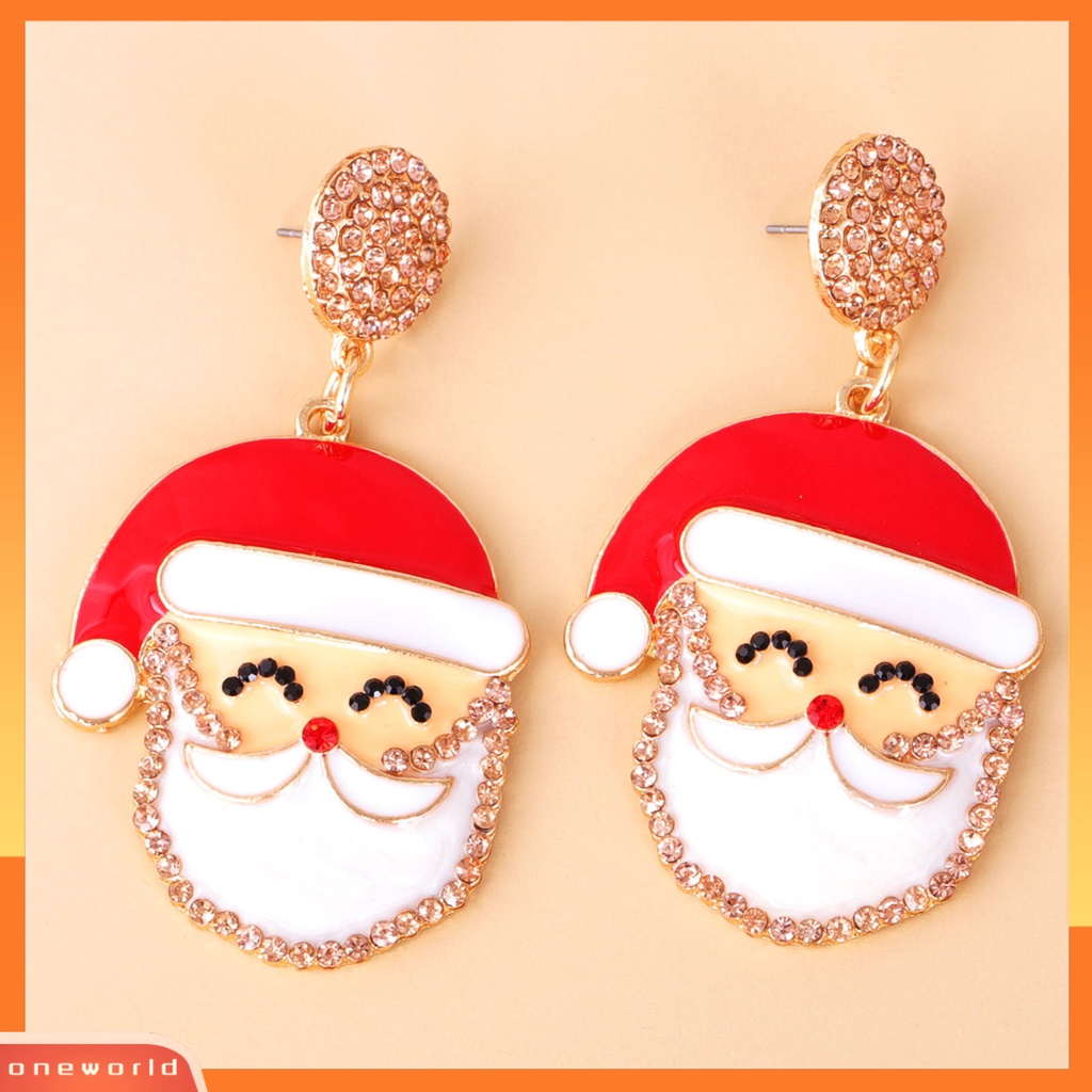 [WOD] 1pasang Anting Menjuntai Mutiara Imitasi Mengkilap Berlian Imitasi Berkilau Festival All-match Dekorasi Hadiah Xmas Natal Santa Claus Drop Earrings Wanita Fashion Perhiasan Untuk Tahun Baru