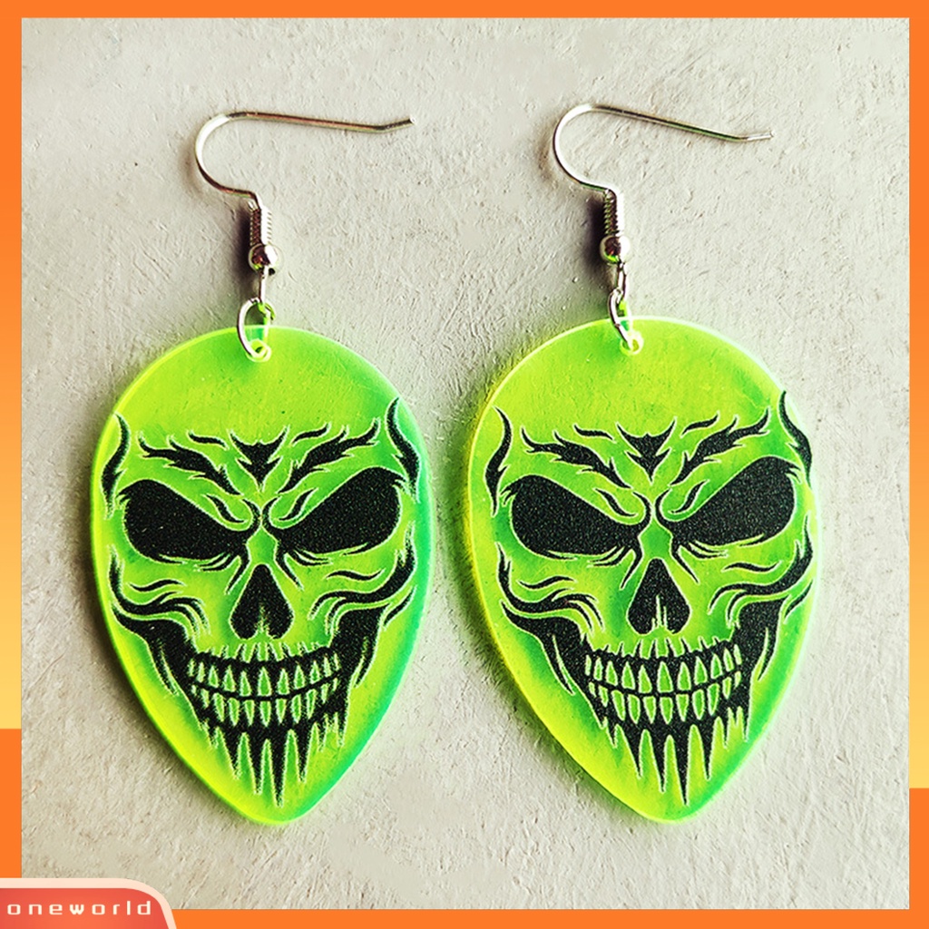 [WOD] 1pasang Anting Halloween Neon Meriah Geometris Pesta Halloween Tengkorak Mengerikan UFO Penyihir Drop Anting Berdandan Perhiasan Hadiah Untuk Festival Hantu