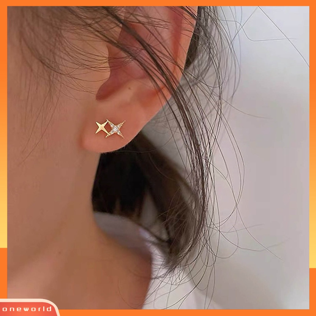 [WOD] 1pasang Anting Tusuk Bintang Perhiasan Berlian Imitasi Halus Gaya Korea Ear Studs Untuk Pakaian Sehari-Hari