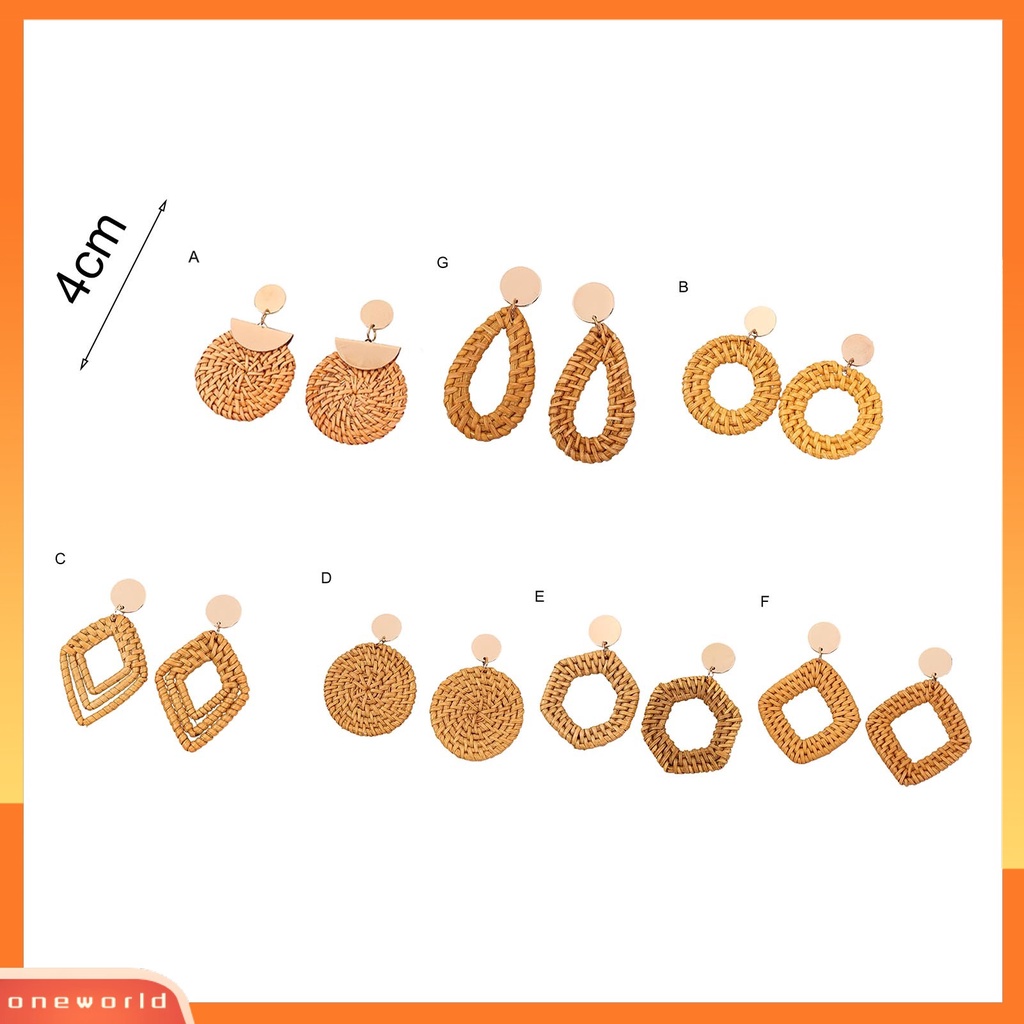 [WOD] 1pasang Anting Wanita Handmade Geometris Vintage Ringan Elegan Menjuntai Earrings Untuk Perjamuan