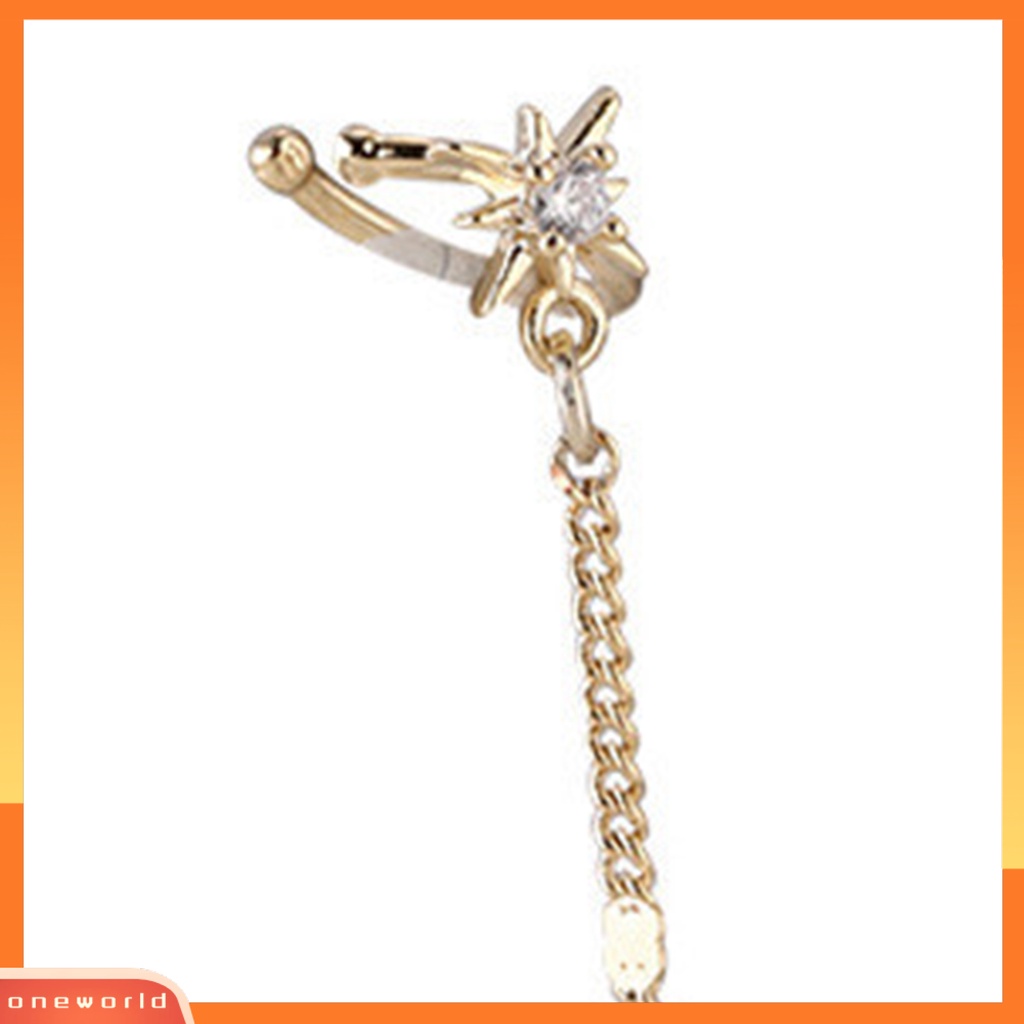 [WOD] 1pc Anting Pejantan Bentuk Bulan Berlian Imitasi Mengkilap Hias Semua Pertandingan Lady Clip Earrings Aksesori Wanita