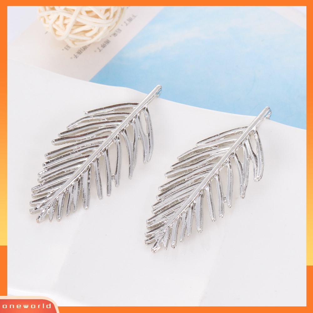 [WOD] Fashion Logam Berongga Daun Liontin Telinga Studs Wanita Anting Pesta Perhiasan Hadiah