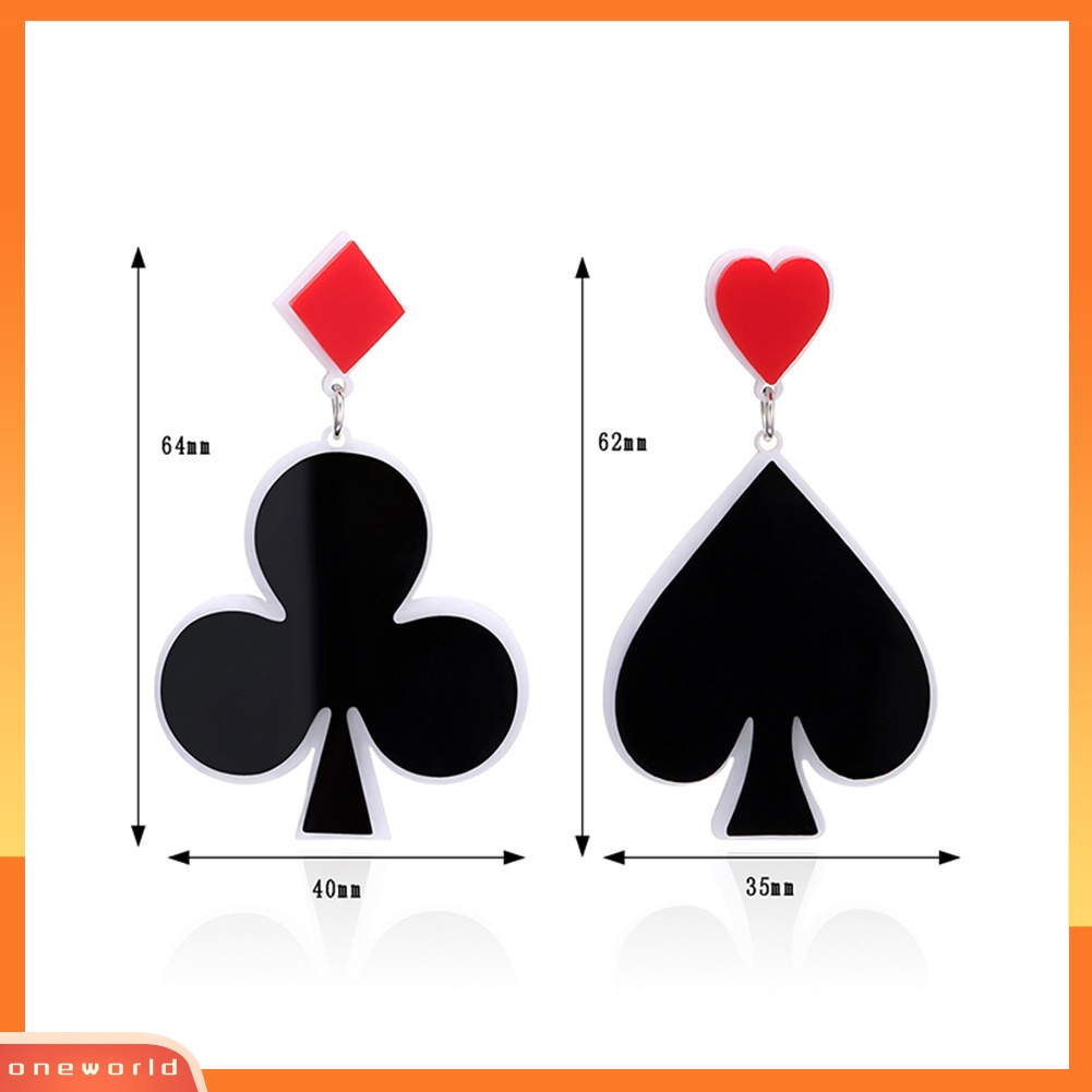 [WOD] Fashion Wanita Poker Spade Club Berlian Hati Menjuntai Drop Earrings Perhiasan Pesta