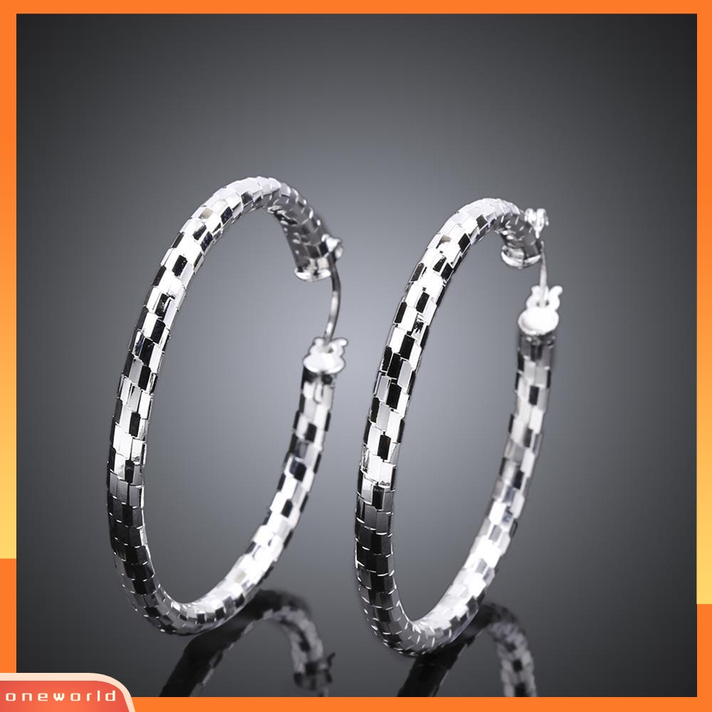 [WOD] Pesona Fashion Berlapis Perak Bentuk Cincin Menjuntai Anting Hoop Wanita Perhiasan Hadiah