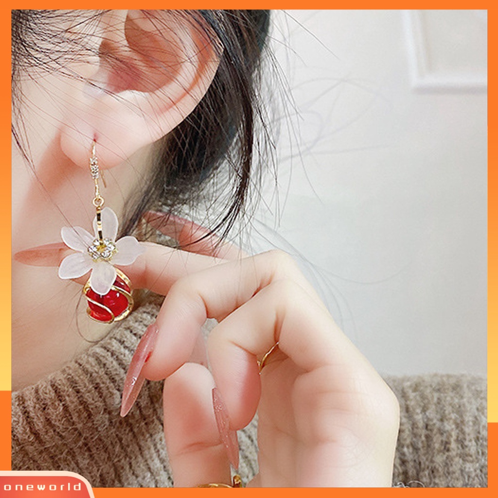 [WOD] 1pasang Anting Menjuntai Elegan Temperamental Indah Hias Meriah Wanita Manik-Manik Rumbai Liontin Anting Perhiasan Untuk Pacaran