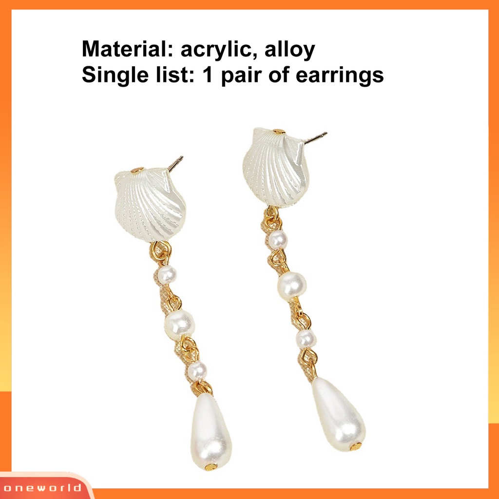 [WOD] 1pasang Anting Wanita Shell Mutiara Imitasi Berlebihan Electroplating Gaya Jepang Stud Earrings Hadiah Ulang Tahun