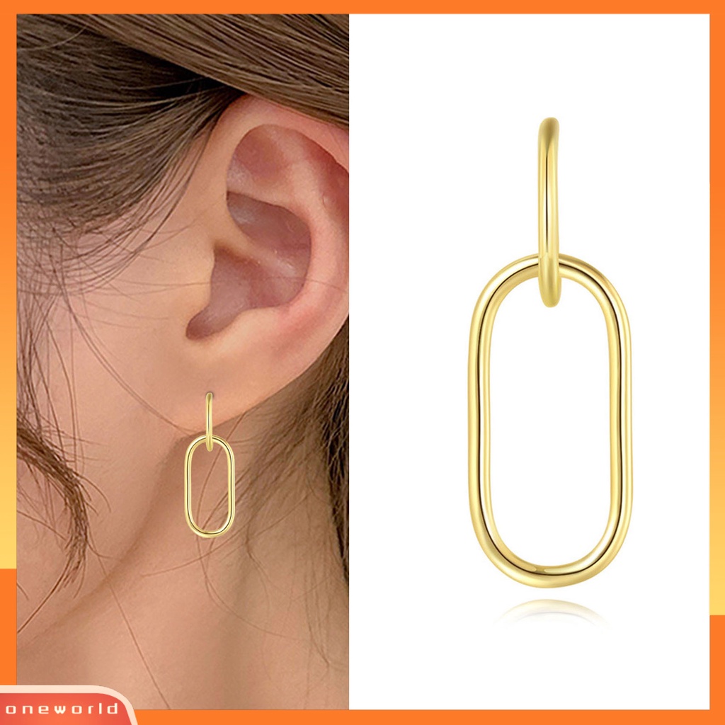 [WOD] 1pasang Anting Kait Setengah C Perhiasan Berbentuk Oval Anting Drop Geometris Berongga Untuk Pesta Pernikahan Prom