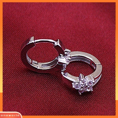 [WOD] Lady Snowflake Silver Plated Leverback Huggie Hoop Earrings Perhiasan