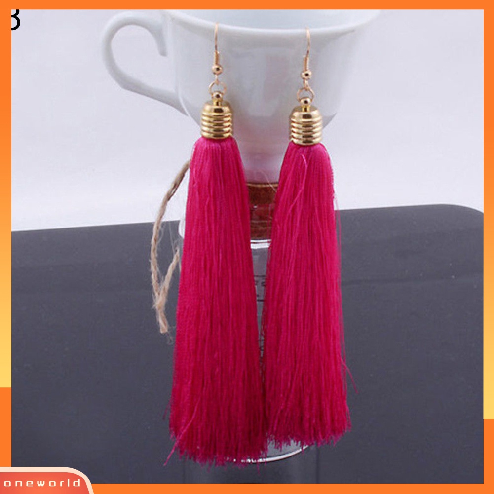 [WOD] Bohemian Hook Anting Wanita Vintage Panjang Rumbai Fringe Boho Menjuntai Earrings