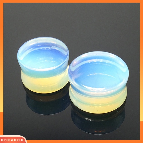 [WOD] 1pc 5-18mm Opalite Double Flared Saddle Gauges Ear Plug Tindik Tandu Keren