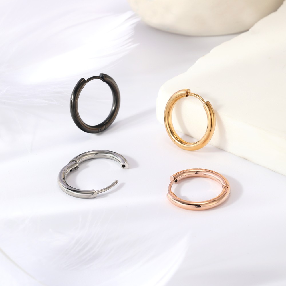 1pc 6-20mm Stainless Steel Anting Hoop Kecil Tulang Rawan Anting Bulat Lingkaran Hitam Huggie Earrings Ear Tragus Piercing