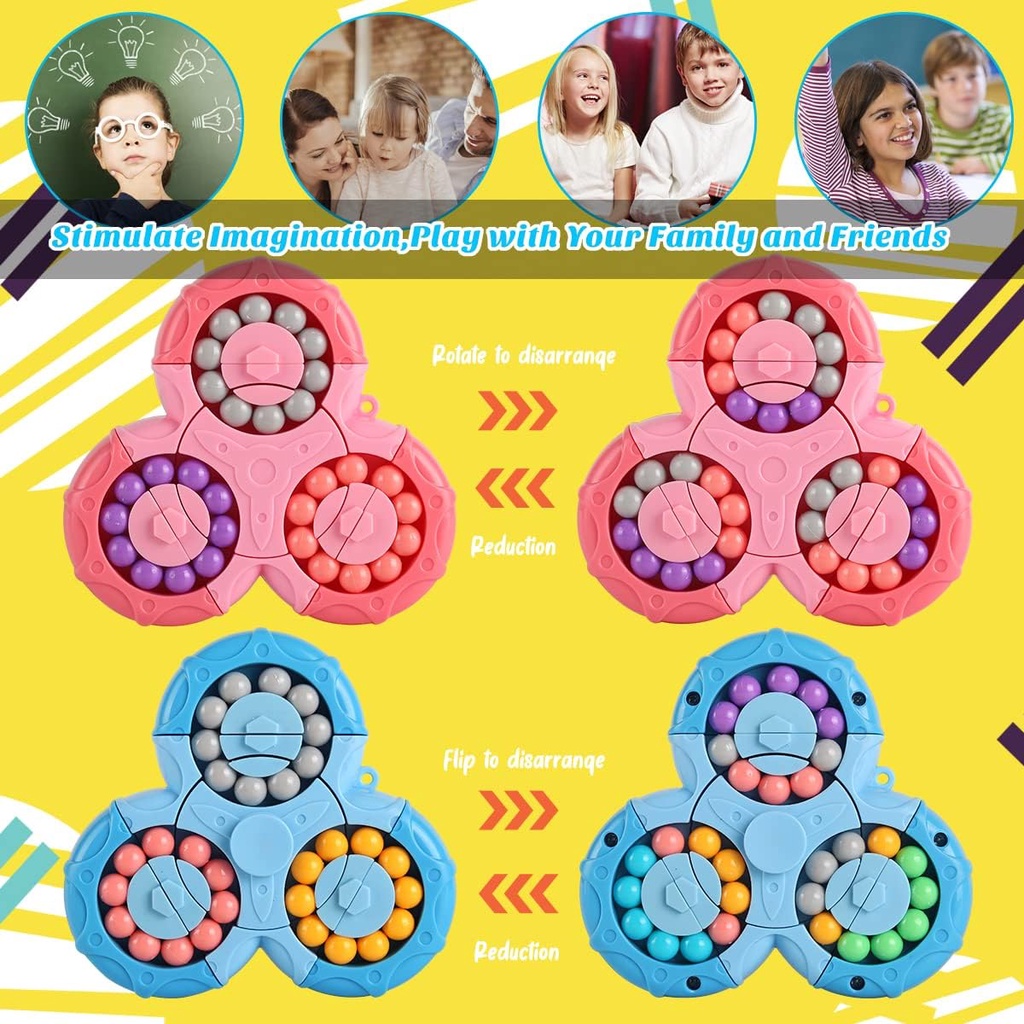 Mainan Sensor Tangan Pengurang Stres Spinner Kubus Magic Yang Berputar Untuk Anak-anak, Permainan Kacang Ajaib Yang Mendukung Pesta Ideal