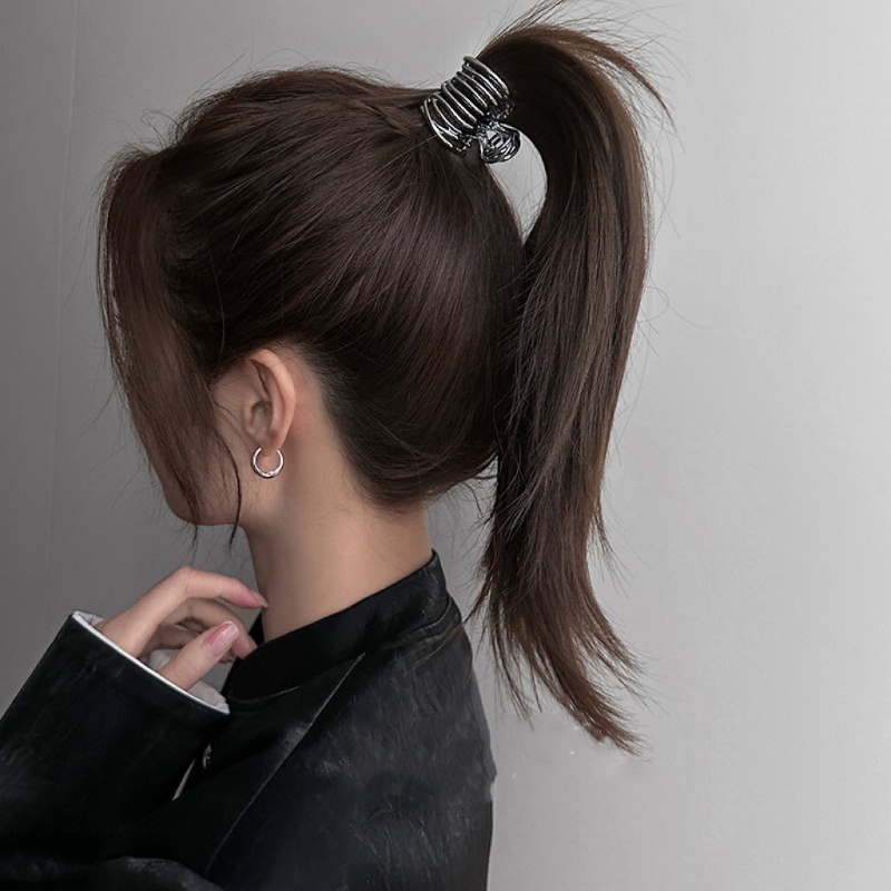 Wanita Korea Alloy Tinggi Ponytail Rambut Pemegang/ Sederhana Garis Fashion Jepit Kepiting/ Temperamen Logam Kepala Klip Aksesoris Rambut