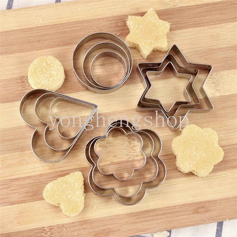 5pcs/set Stainless Steel Cookie Cutter Bunga Hati Bintang Berbentuk Biskuit Cetakan Embosser Dapur Coklat Kue Cetakan DIY Alat Baking