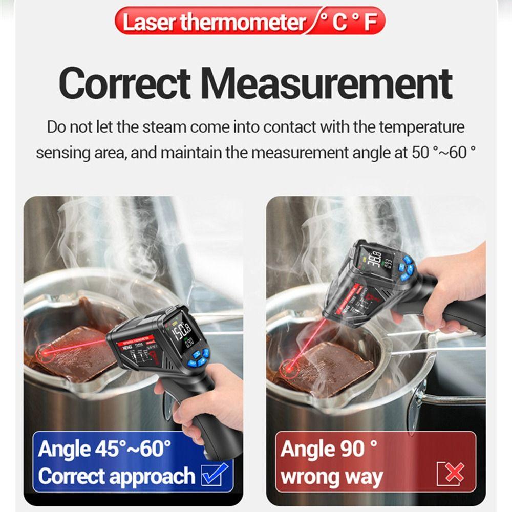 TOP Termometer Infrared Digital Untuk Masak Dapur BBQ Makanan Adjustable Bukan Untuk Manusia Non Kontak -58℉~1382℉(-50℃~750℃)