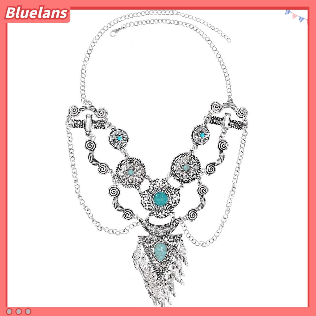 [BLS] Ladies Necklace Berlebihan Vintage Multi-layer Handmade Adjustable Dress Up Cantik Gaya Etnik Vintage Ukiran Kalung Pesta Perhiasan