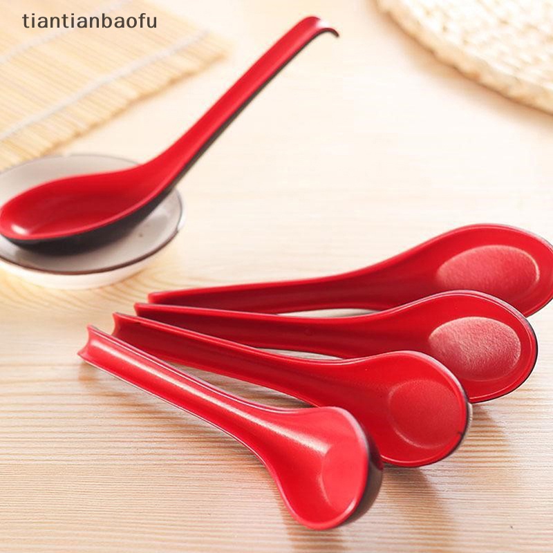 [tiantianbaofu] 3pcs Atau 5pcs /set Sendok Sup Plastik Merah Dan Hitam Peralatan Dapur Alat Sendok Butik