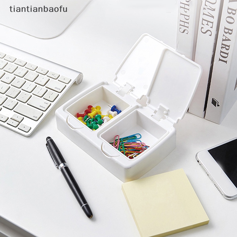 [tiantianbaofu] Pop window type storage box Cotton swab box Persegi Panjang double grid circular simple storage Benda Kecil Aksesoris Rambut Kelas Butik