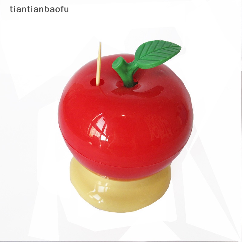 [tiantianbaofu] Tempat Tusuk Gigi Otomatis Tipe Tekan Bentuk Apel Buah Kotak Tusuk Gigi Butik Plastik