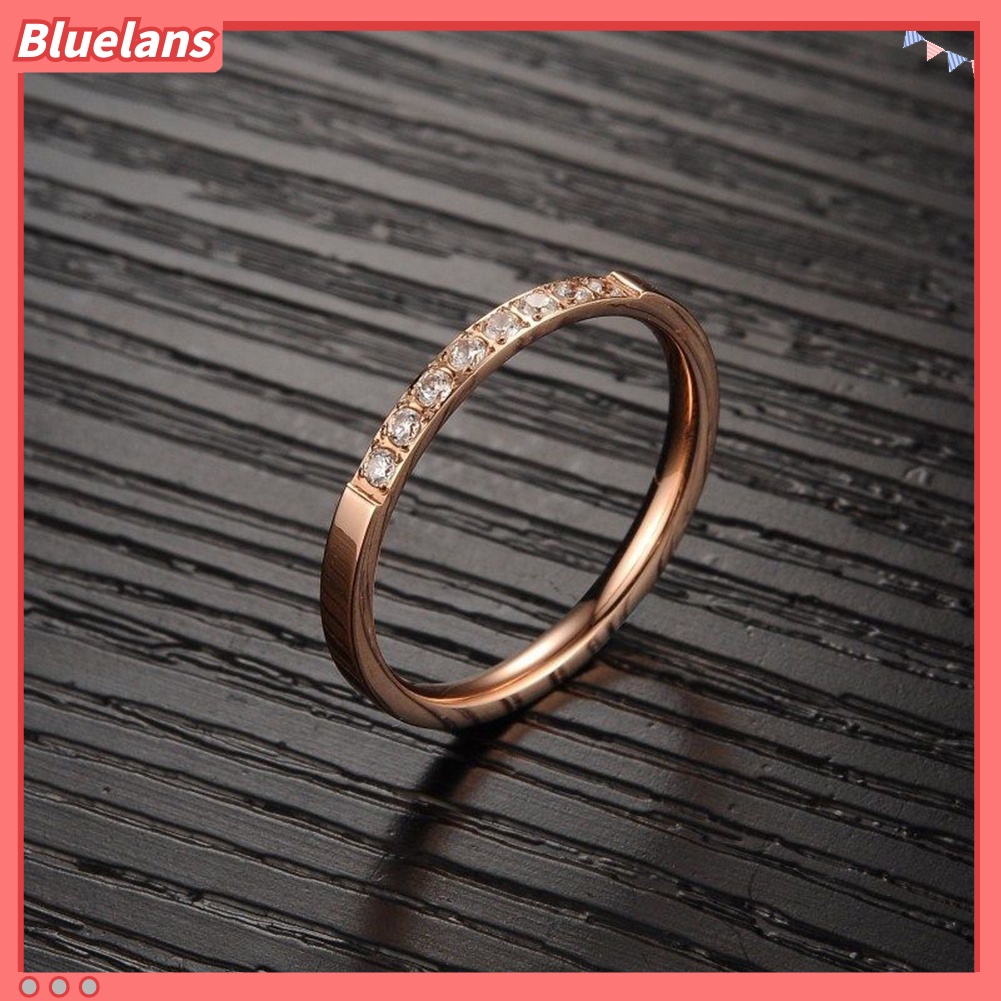 [BLS] Bling Baris Tunggal Berlian Imitasi Fashion Wanita Jari Cincin Pernikahan Pertunangan Perhiasan