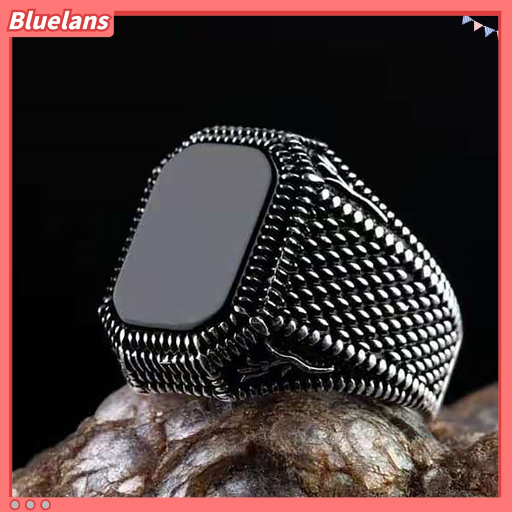 [BLS] Fashion Cincin Nyaman Bersinar Mewah Kepribadian Trendi Menghias Paduan Bertatahkan Permata Hitam Cincin Hadiah