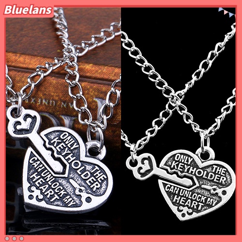 [BLS] 1pasang Kalung Liontin Kunci Cinta Hati Best Friends Lovers Couple Jewelry Charm