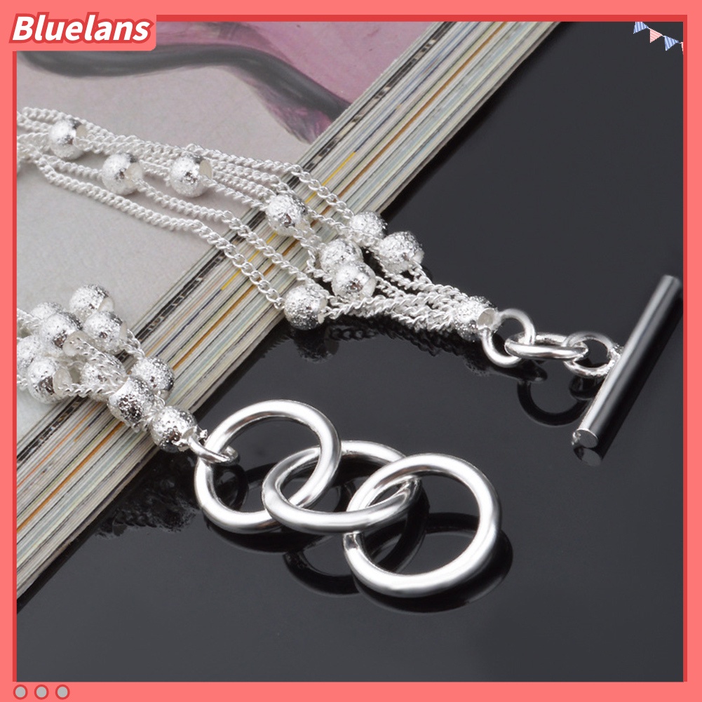 [BLS] Wanita Shiny Faux Pearl Beads Bangle Shimmers Charm Rantai Gelang Perhiasan Hadiah