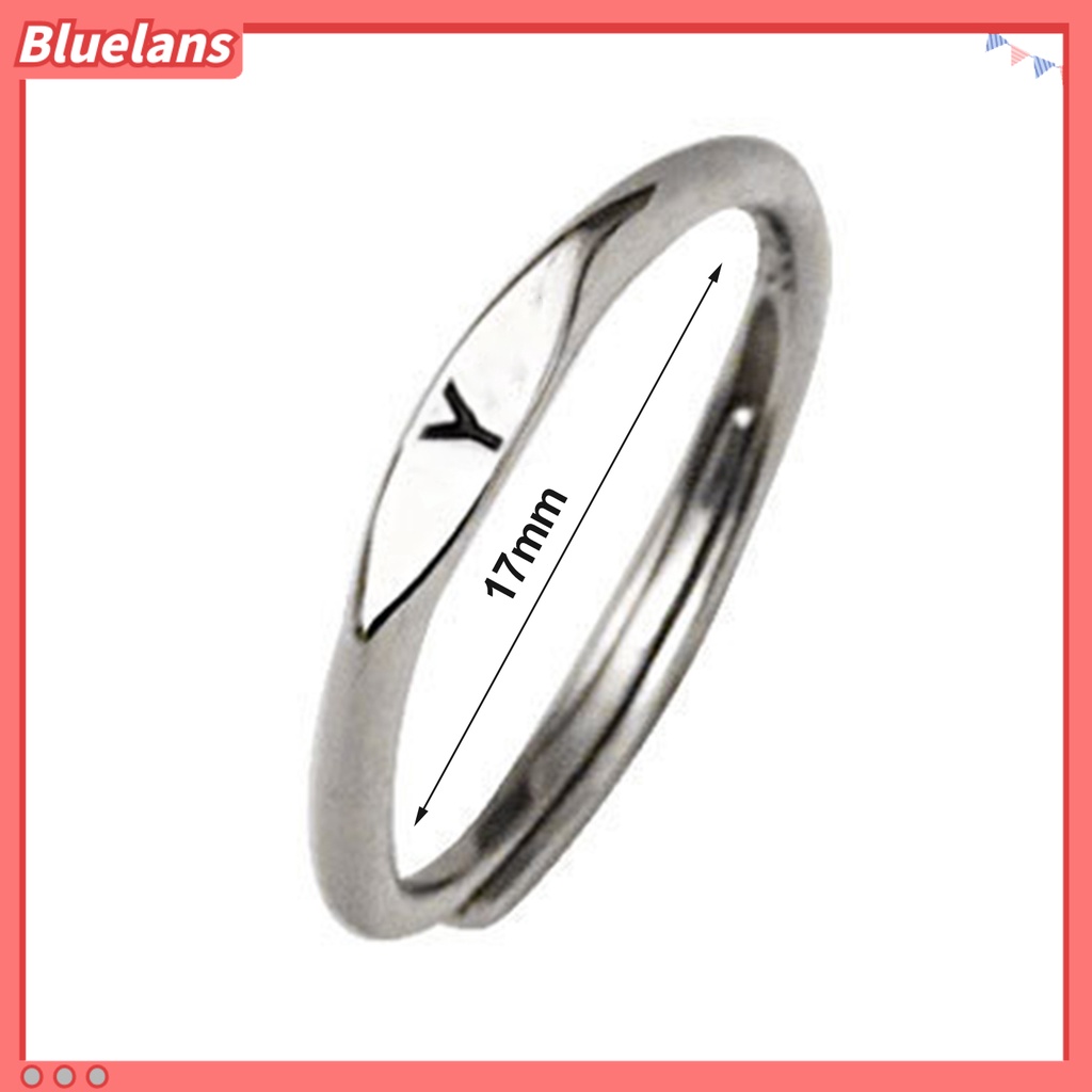 [BLS] Cincin Wanita Gaya Sederhana Kilau Terang Geometris Halus Dipoles Adjustable Hias Hadiah Alfabet A-Z Huruf Inisial Nama Jari Cincin Perhiasan Untuk Kehidupan Sehari-Hari