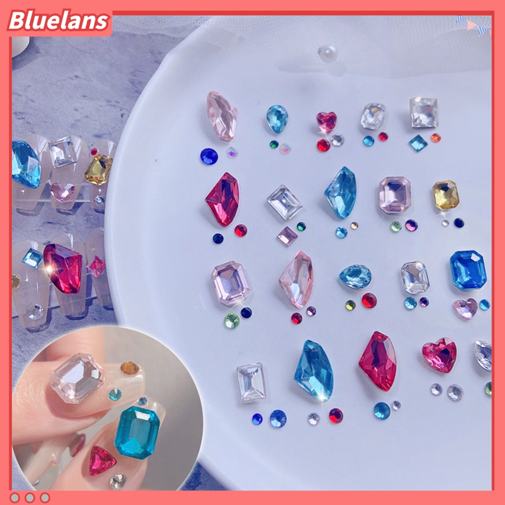[BLM] Nail Rhinestones Indah DIY Ringan Nail Art Multi-faceted Love Dekorasi Untuk Wanita