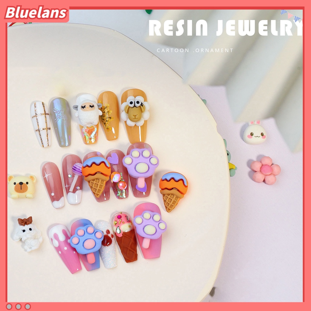 [BLM] 20 Pcs Pesona Kuku Bentuk Indah Tahan Air Resin DIY Nail Art 3D Dekorasi Kartun Manicure Perhiasan Perlengkapan Kuku