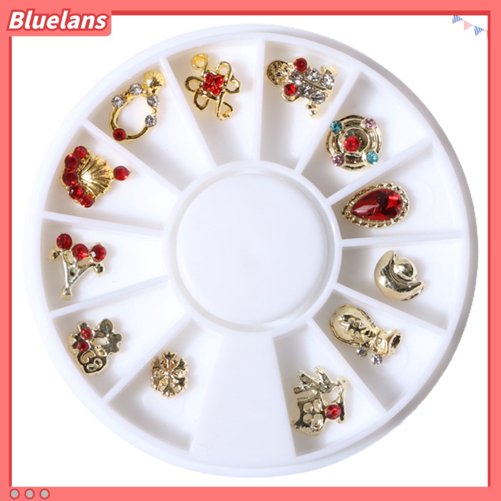 [BLM] 1kotak Dekorasi Kuku Permukaan Berkilau Bentuk Kreatif Alloy 3D Rhinestones Dekorasi Mewah DIY Nail Art Perhiasan Perlengkapan Kuku