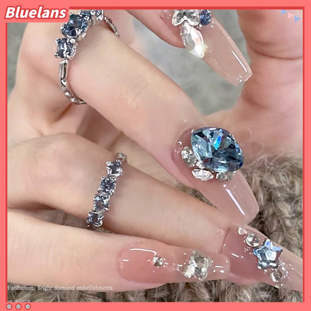 [BLM] 10pcs Nail Art Decor Shining Stunning Efek Visual DIY Sparkling Manicure Faux Crystal Pointed Base Nail Berlian Imitasi Salon Kuku Supply