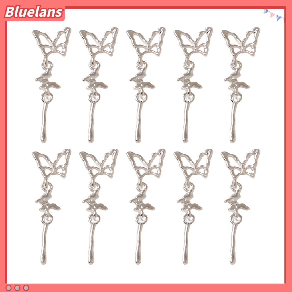 [BLM] 10pcs Nail Art Pendant Tiga Dimensi Ins Style Gloss DIY Tahan Karat Mid-length 3-bagian Kupu-Kupu Liontin Dekorasi Kuku Perlengkapan Kuku