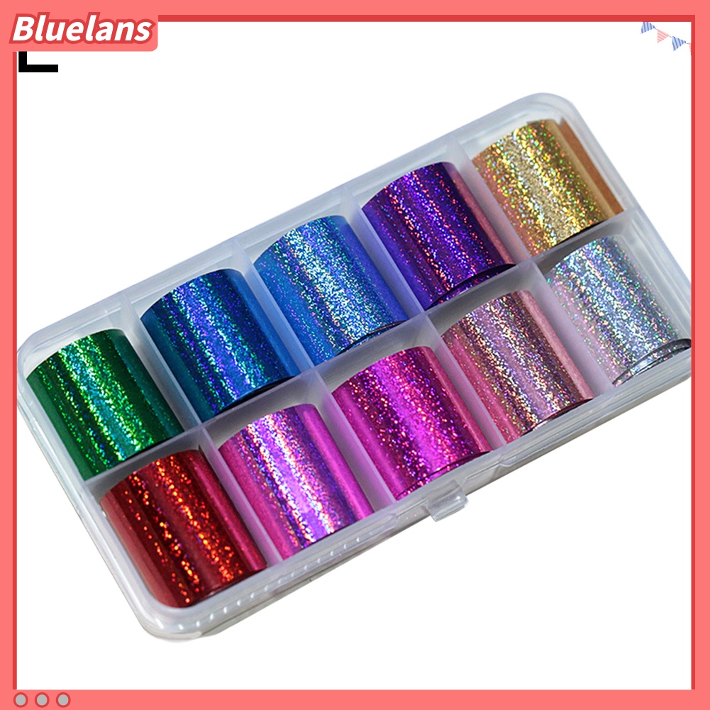 [BLM] 10rolls /Set Glitter Nail Art Foils Laser Tips Stiker DIY Manicure Dekorasi