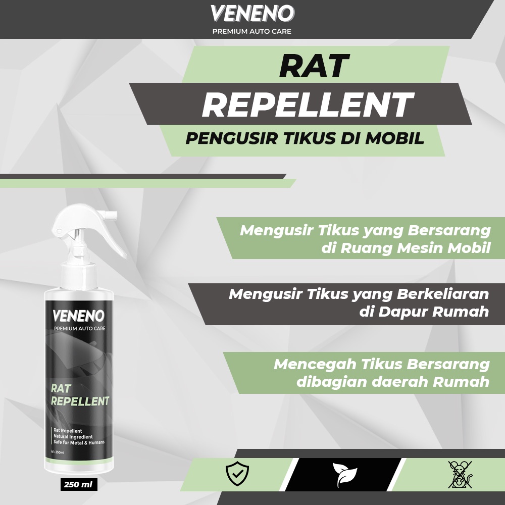 VENENO RAT REPELLENT - PENGUSIR TIKUS DI MOBIL, KAP MESIN, DARI BAHAN ORGANIK