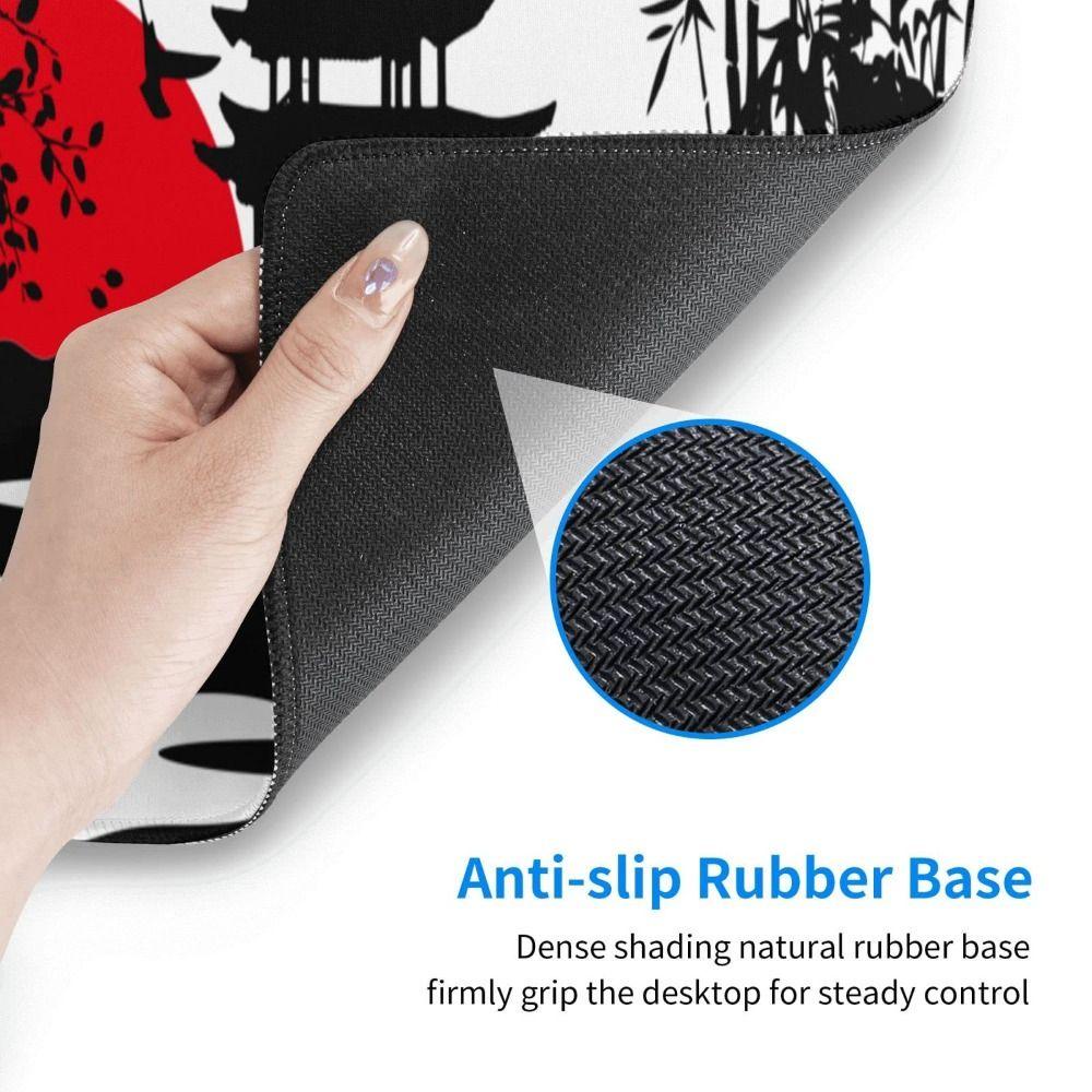 Populer Mouse Pad Jepang Non-Slip Besar Hitam Dan Merah Alas Meja